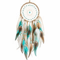 Atrapasueños colgante 25 cm x 70 cm de cuerda y plumas turquesa estilo artesanal