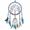 Atrapasueños 30 x 75 cm con aro forrado cuentas y plumas azul turquesa para decoración colgante