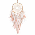 Atrapasueños 20 x 55 cm de plumas beige y rosa - decoración colgante tejida