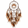 Colgante decorativo atrapasueños 40 x 90 cm de cuerda con plumas marrón estilo bohemio