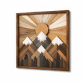 Cuadro de pared 60 x 60 cm de madera marrón en relieve con montañas