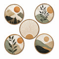 Set de 5 decoraciones de pared redondas 30 cm de madera multicolor estilo natural