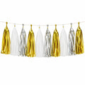 Guirnalda de borlas 250 cm de papel blanco dorado plateado para decoración de fiestas