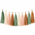 Guirnalda decorativa de borlas de papel 150 cm verde rosa crema marrón estilo bohemio