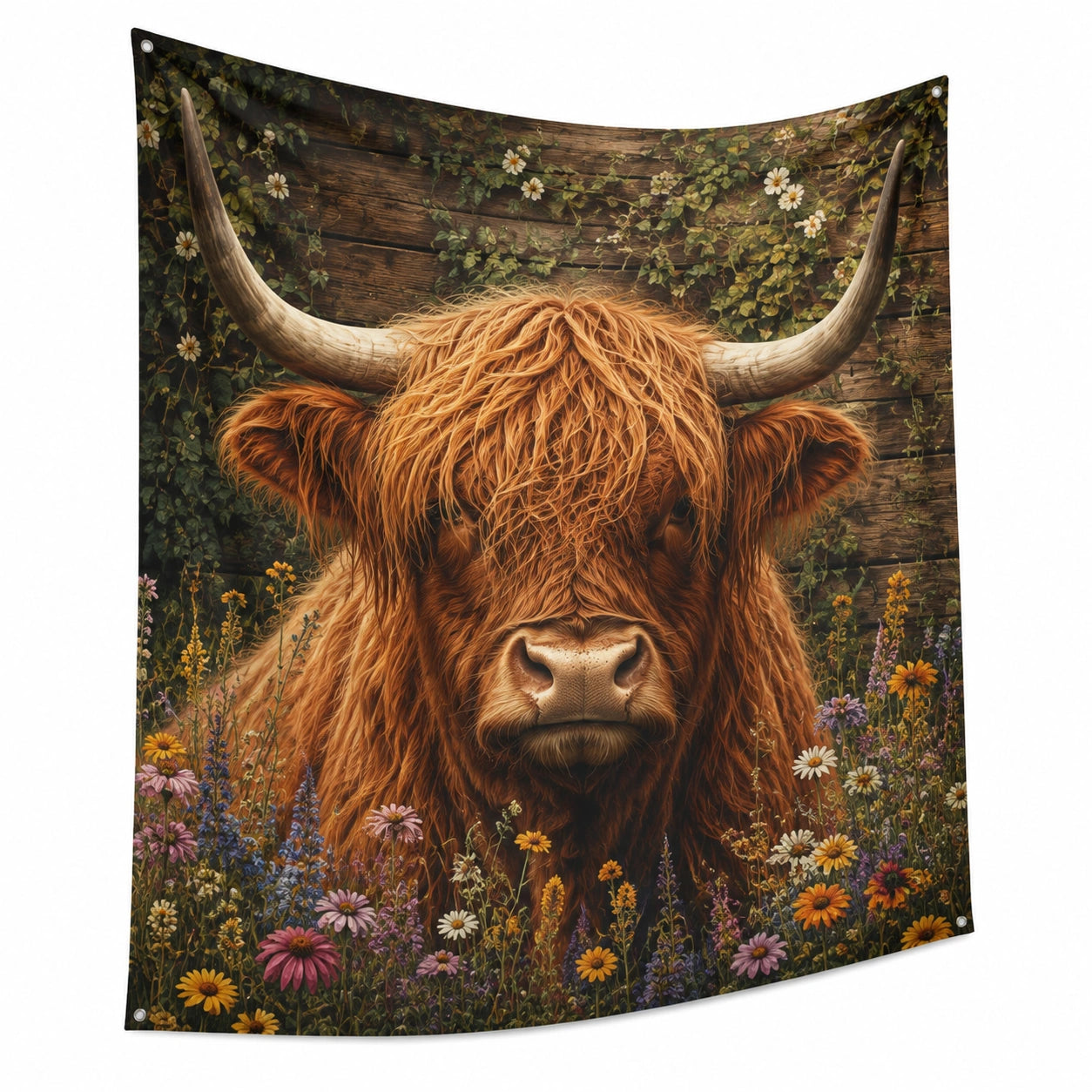 Tapiz decorativo 150 x 130 cm de poliéster marrón para pared estilo rústico