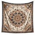 Tapiz de pared 150 x 150 cm de poliéster beige azul y terracota con mandala floral bohemio