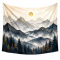 Tapiz de pared 150 x 130 cm de poliéster beige y azul con paisaje montañoso