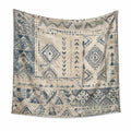 Tapiz de pared 150 x 130 cm de poliéster beige y azul con estampado geométrico bohemio