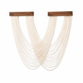 Tapiz de pared 100 x 110 cm de cordón textil crema y madera marrón - decoración bohemia colgante