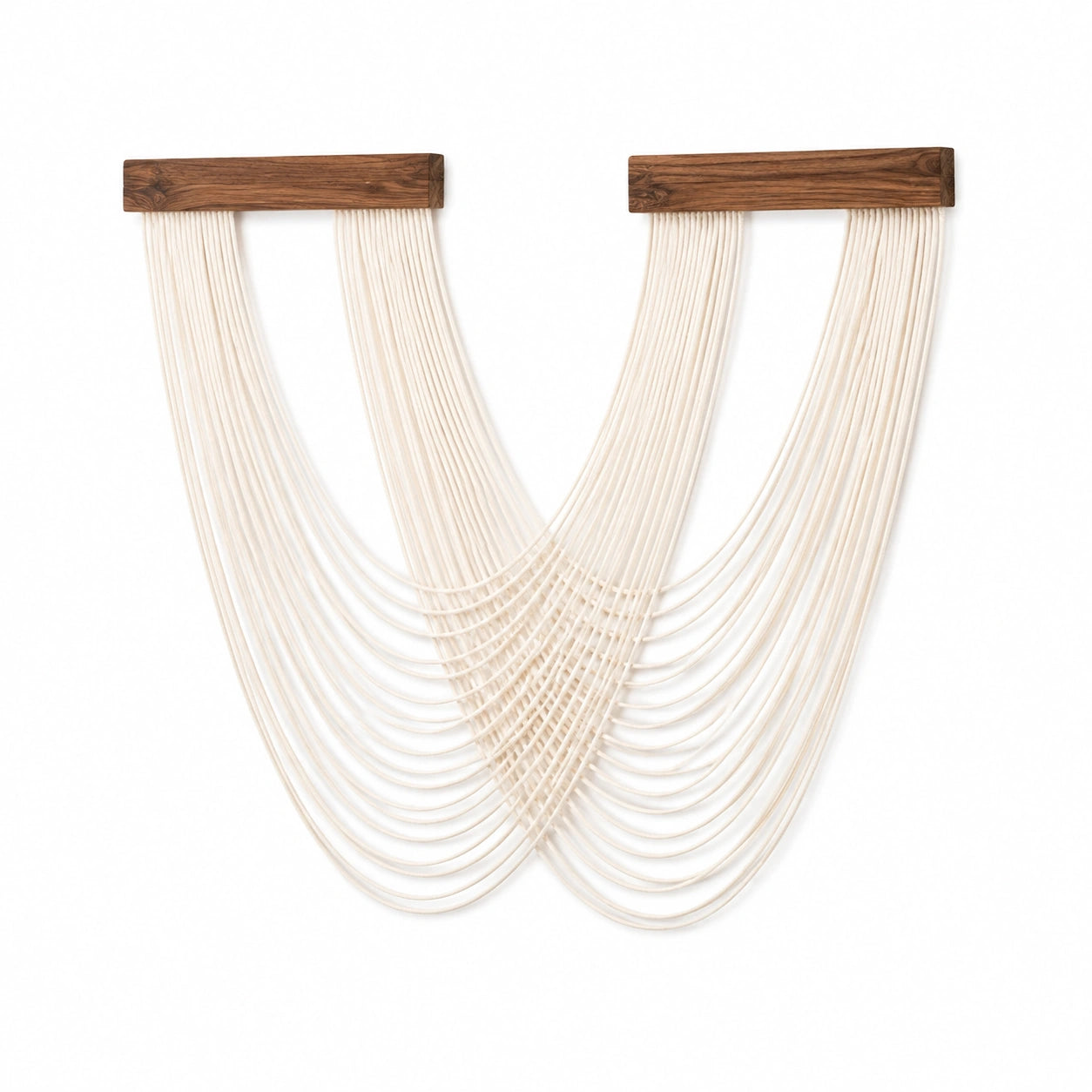 Tapiz de pared 100 x 110 cm de cordón textil crema y madera marrón - decoración bohemia colgante