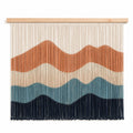 Tapiz de pared 100 x 90 cm de algodón y madera beige terracota azul estilo bohemio