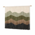 Tapiz de pared 100 x 100 cm de algodón beige verde y negro con flecos estilo bohemio