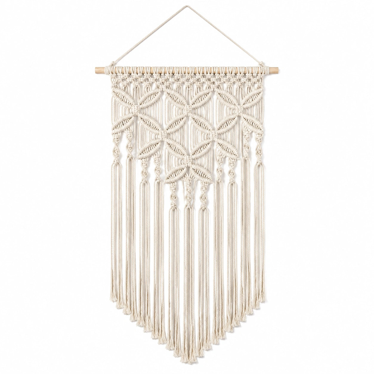 Tapiz de pared macramé 50 x 90 cm de algodón beige estilo bohemio