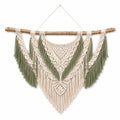 Tapiz de pared de macramé 100x90 cm de algodón verde/beige estilo bohemio