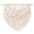 Tapiz de pared de macramé 80 x 90 cm de algodón beige con flecos estilo bohemio